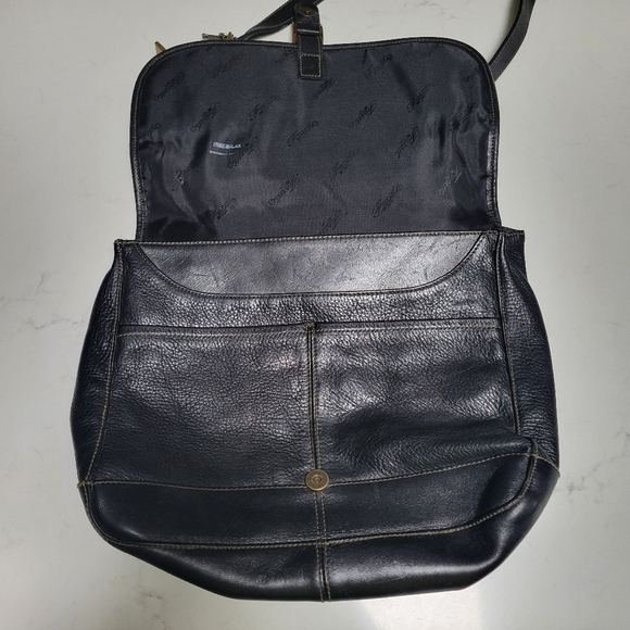 Vintage Fossil Black Leather Messenger Bag 75082 - Picture 7 of 12